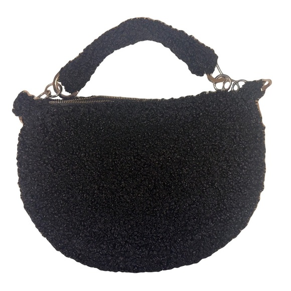 Topshop Women’s Florence Black Teddy Shoulder Bag with Silver Hardware - Picture 2 of 8